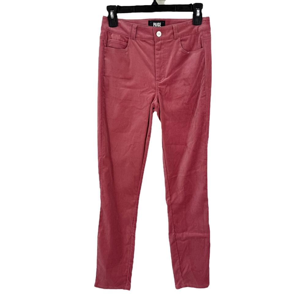 Paige Hoxton cropped Ankle Length high Rise velvet jeans dk pink size 25